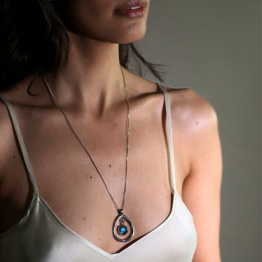 Silver Moon Drop Necklace