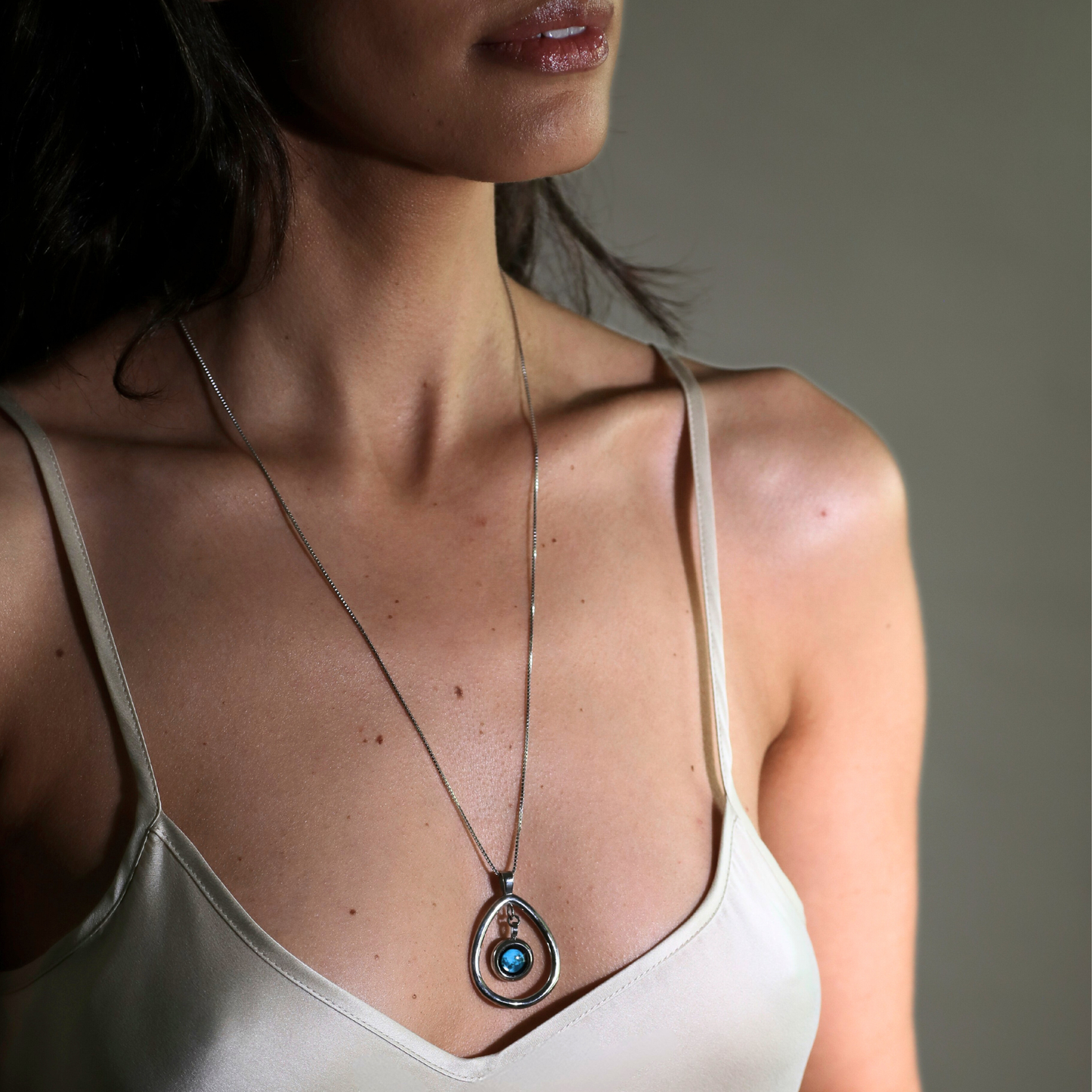 Silver Moon Drop Necklace