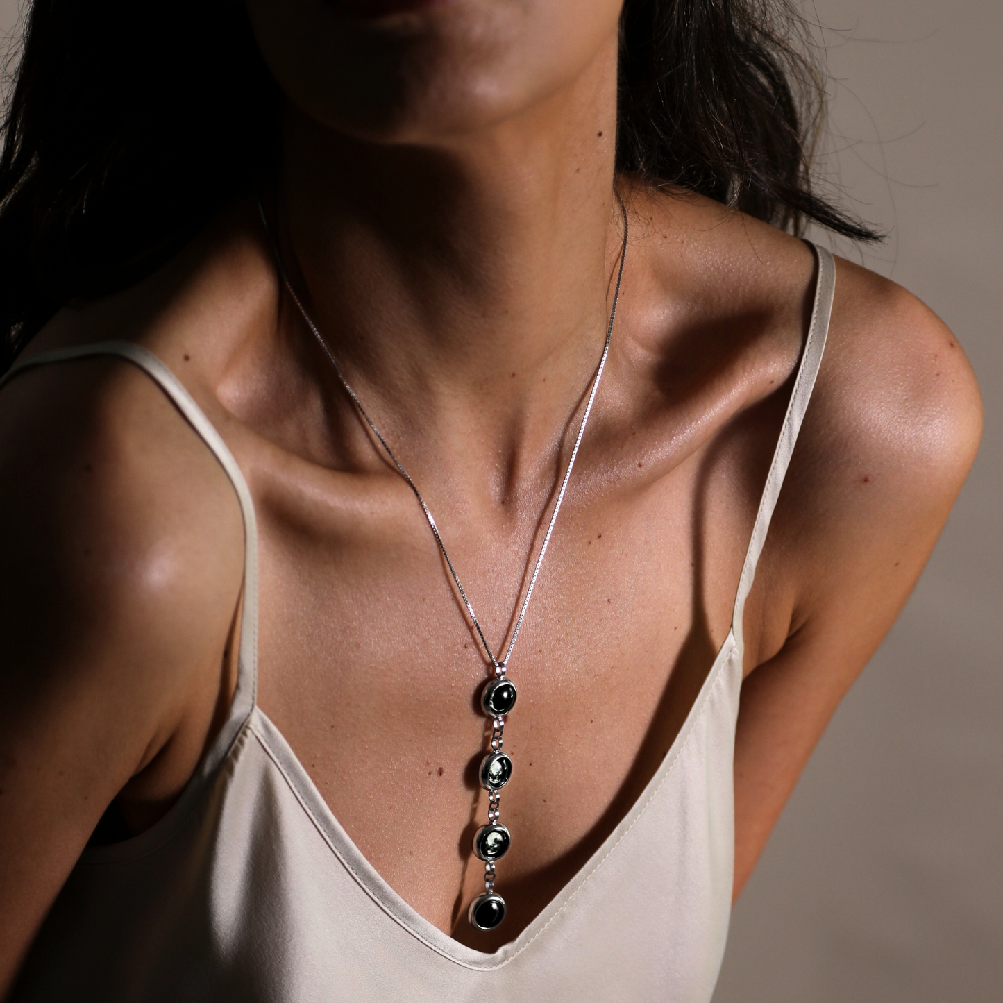 Silver Four Moon Necklace