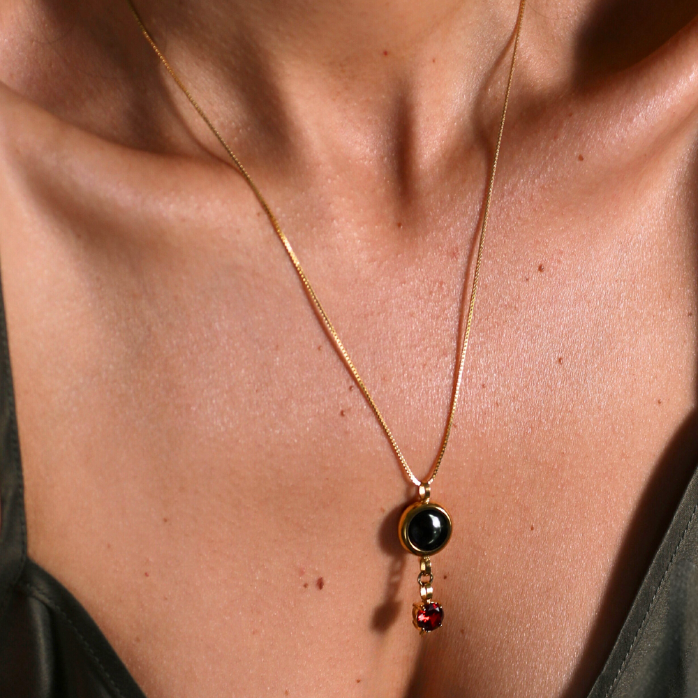 Gold Moon & Birthstone Necklace