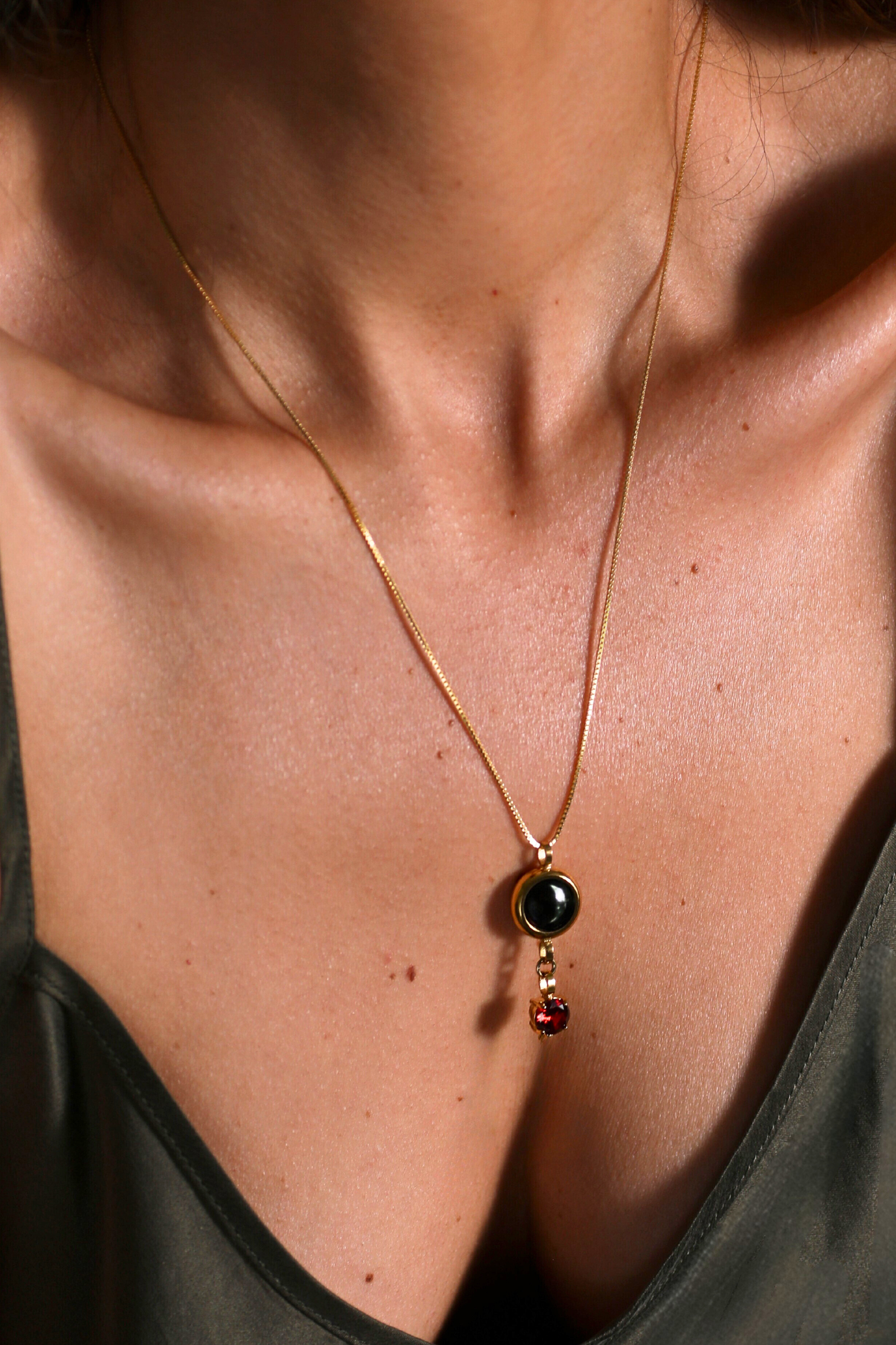 Gold Moon & Birthstone Necklace