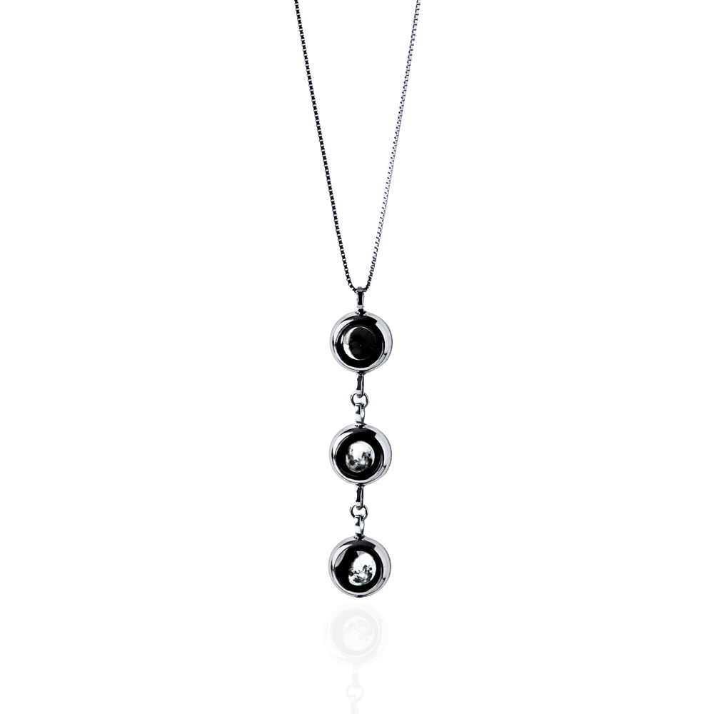 Triple Moon Phase Necklace - Silver