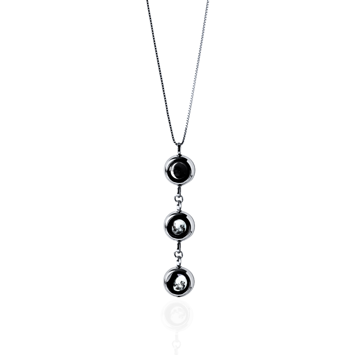 Triple Moon Phase Necklace - Silver