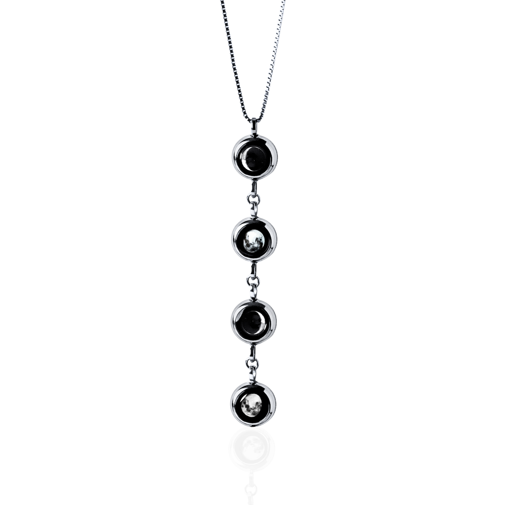 4 Moon Phase Necklace - Silver