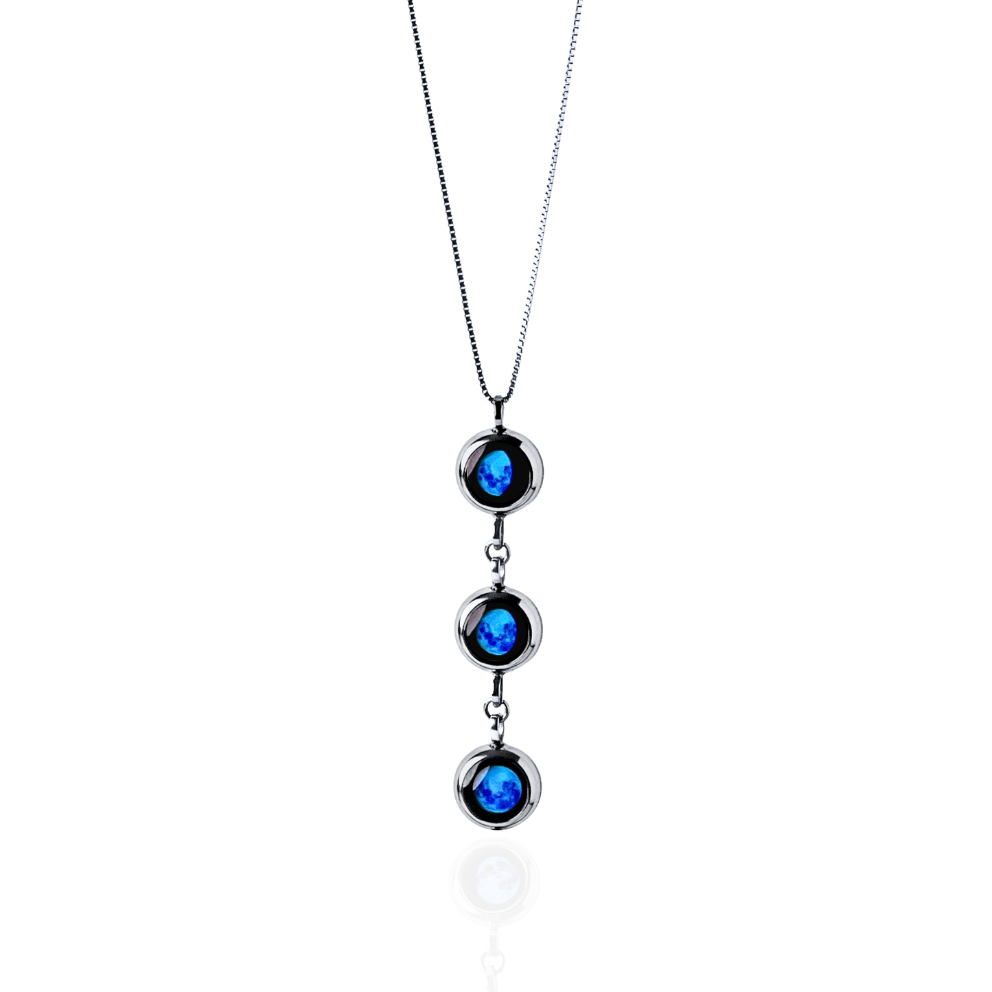 Triple Moon Phase Necklace - Silver