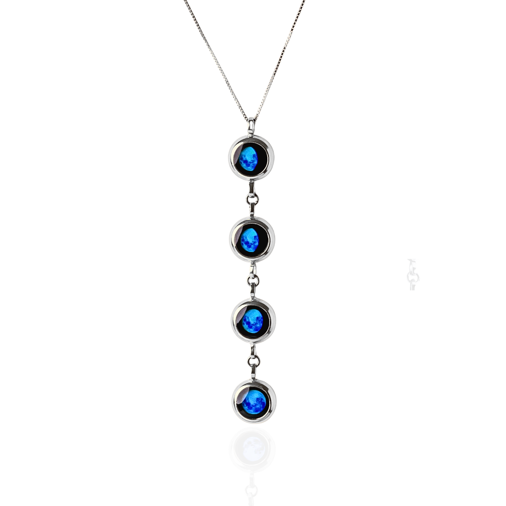 4 Moon Phase Necklace - Silver