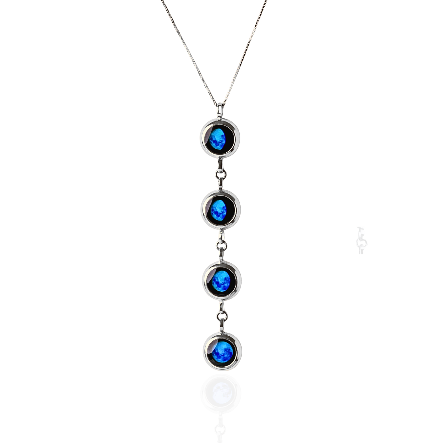 4 Moon Phase Necklace - Silver