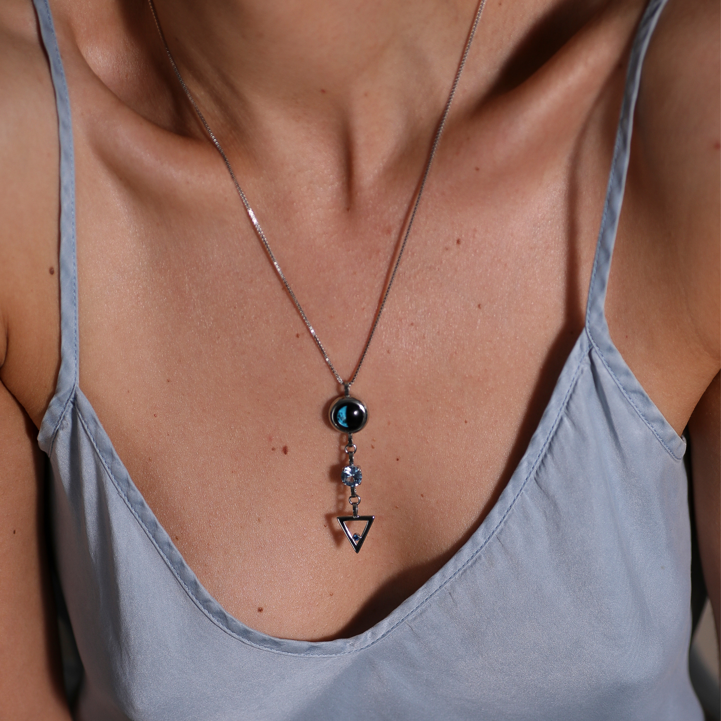 Silver Moon Birthstone Zodiac Necklace