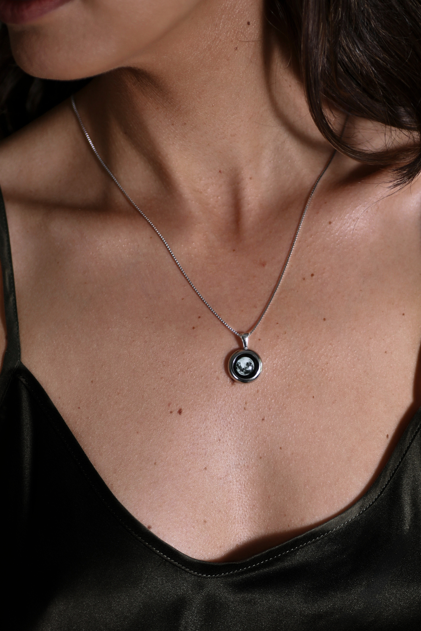 Silver Large Moon Necklace