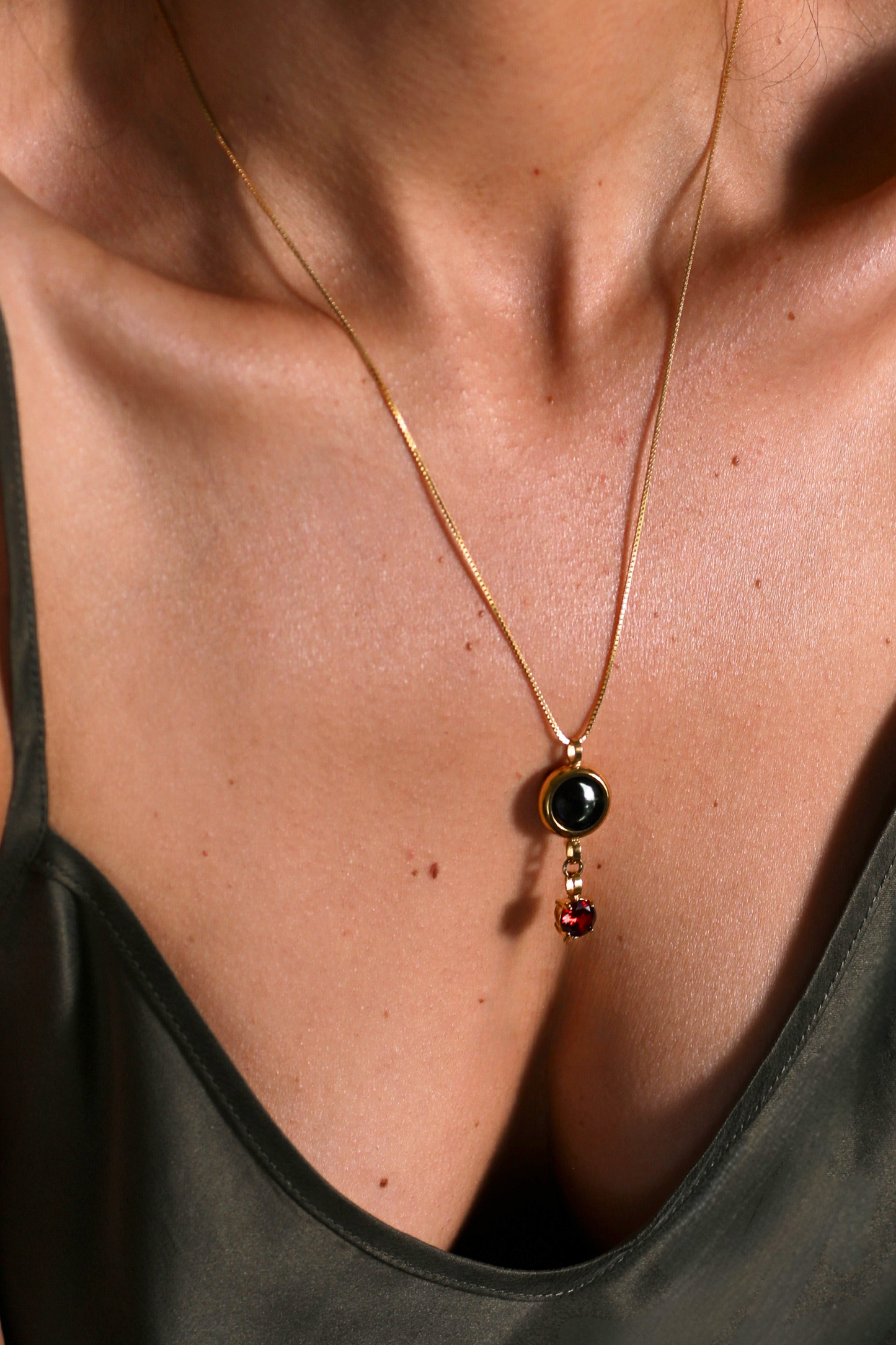 Gold Moon & Birthstone Necklace