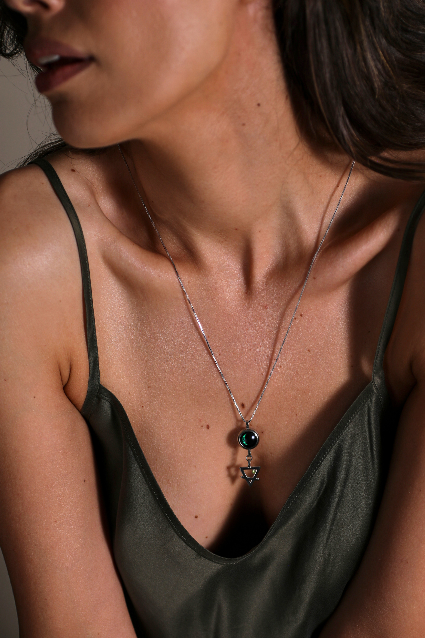 Silver Moon & Zodiac Element Necklace