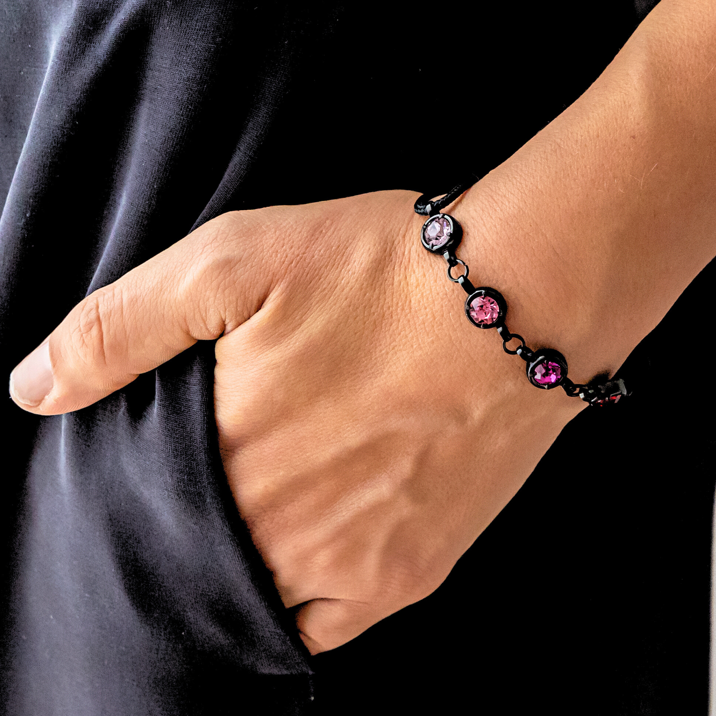 Cuadruple Birthstone Bracelet - Black