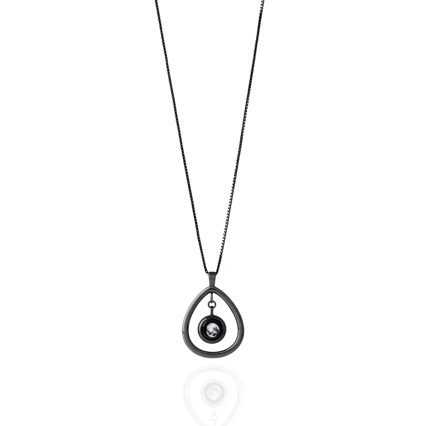Moon Phase Drop Necklace - Black