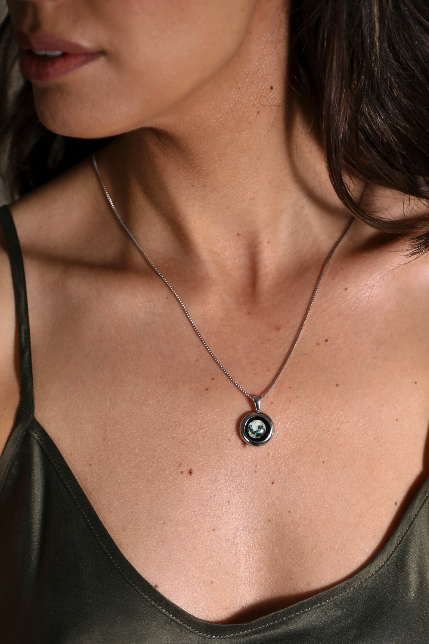 Silver Large Moon Necklace