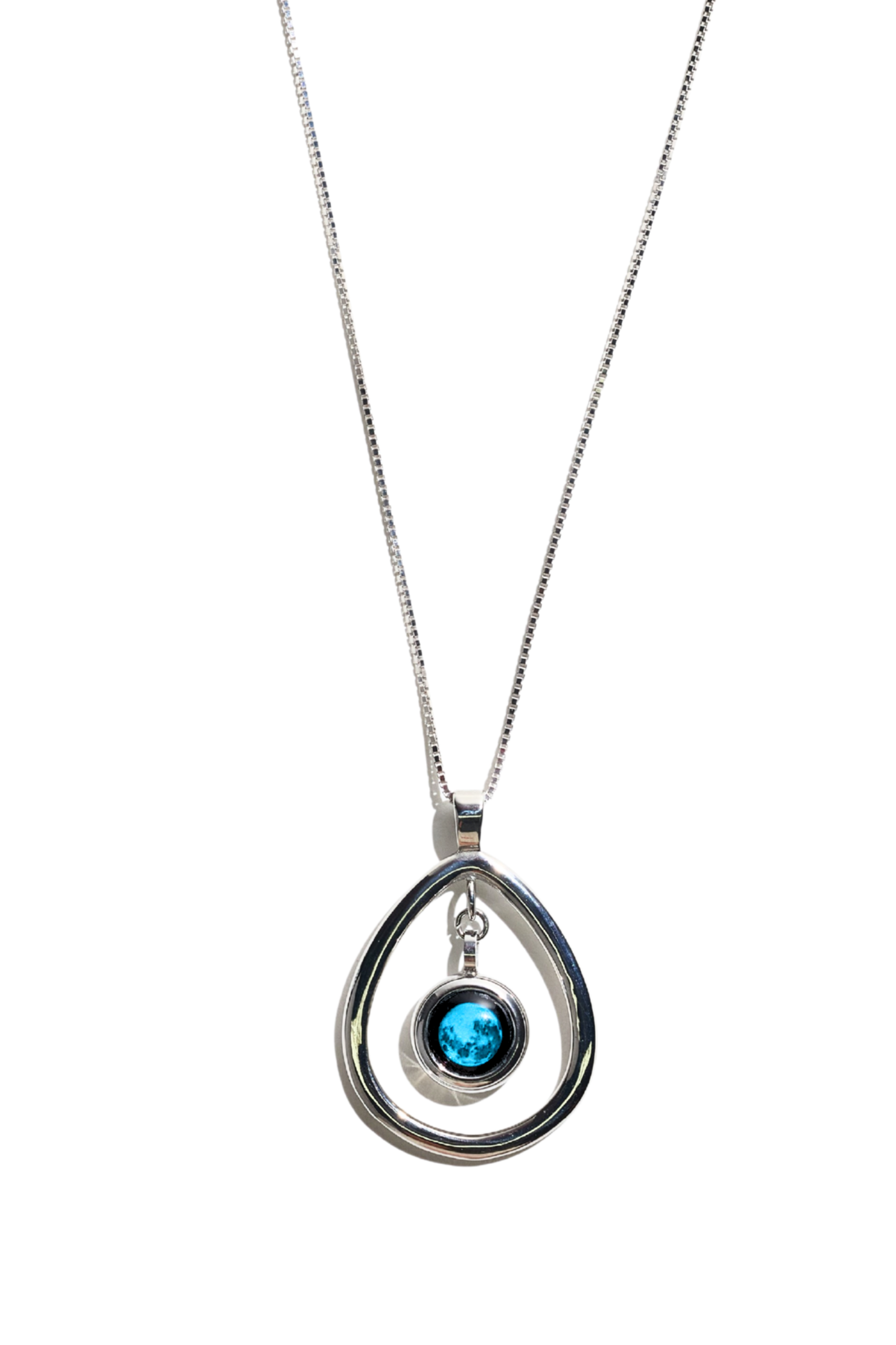Silver Moon Drop Necklace