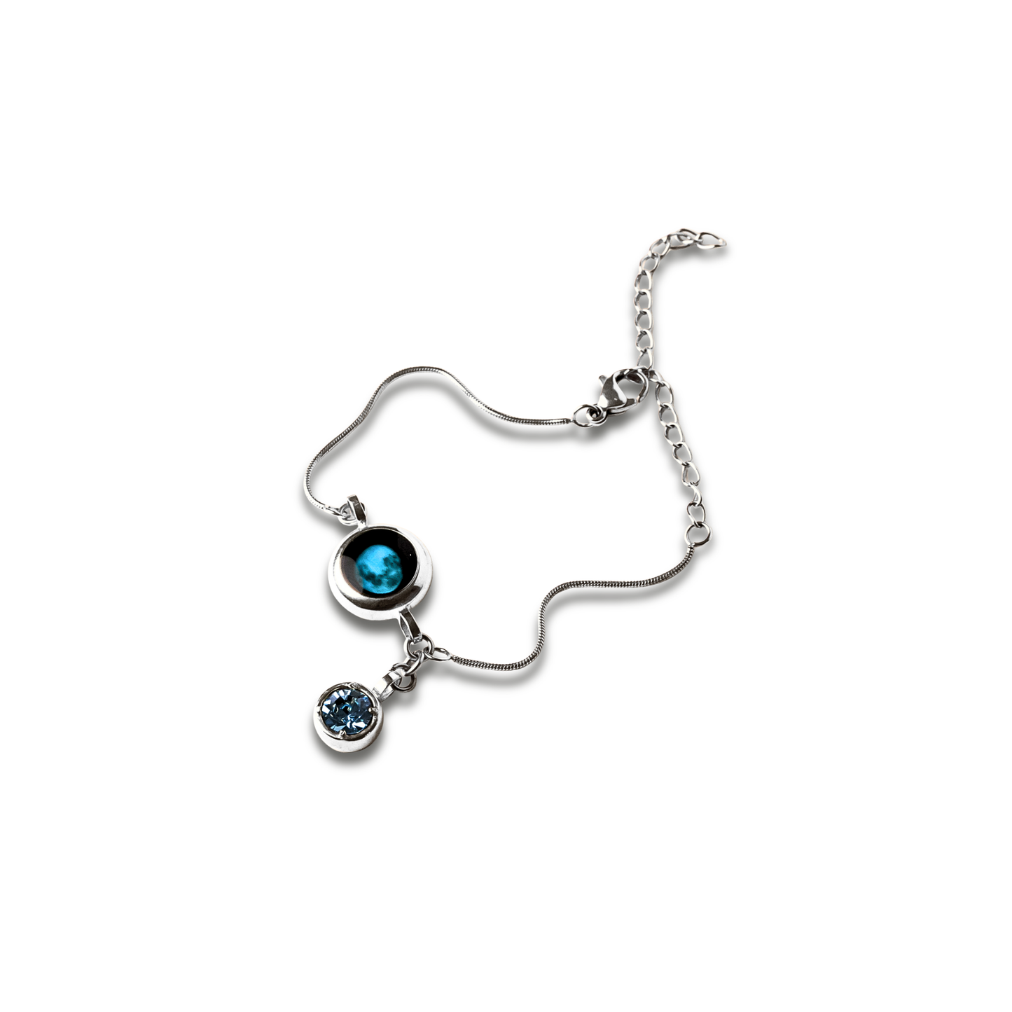 Moon Phase Bracelet with Birthstone - Silver