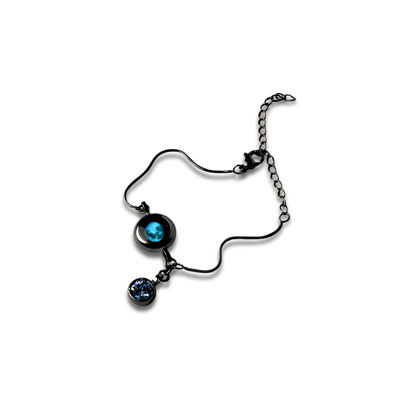 Moon Phase Bracelet with Birthstone - Black