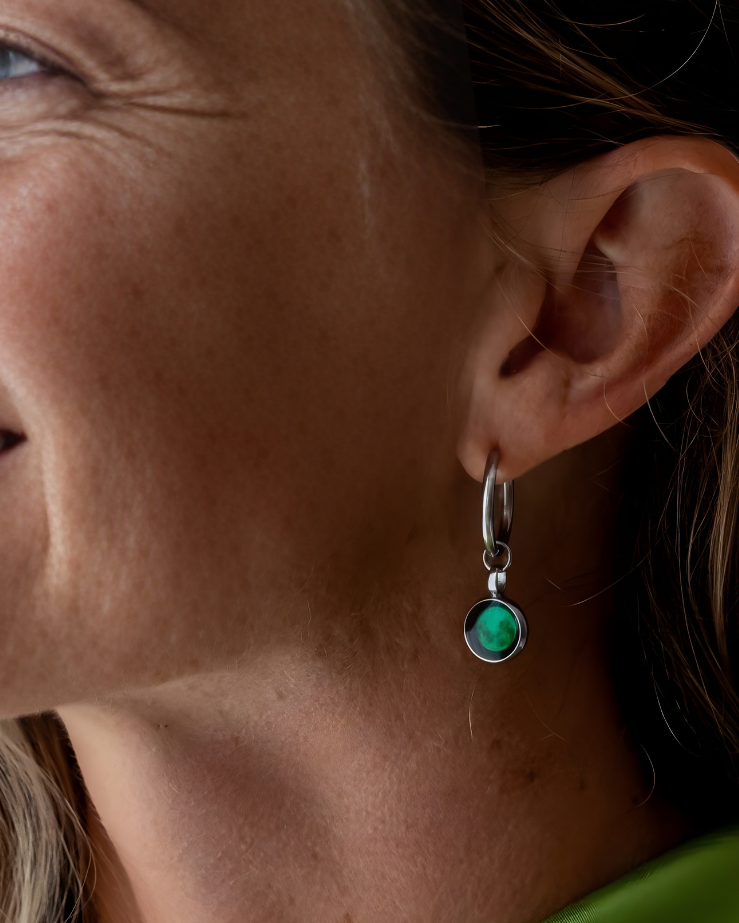 Luna Crescent Moon Phase Hoop Earrings - Silver