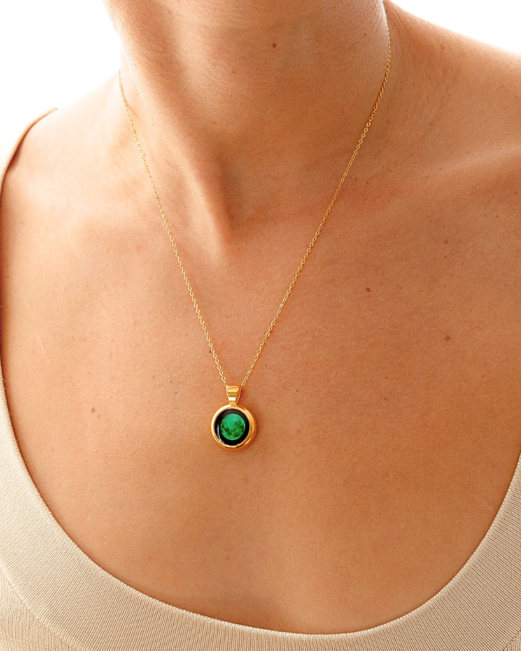Large Moon Phase Necklace - Gold