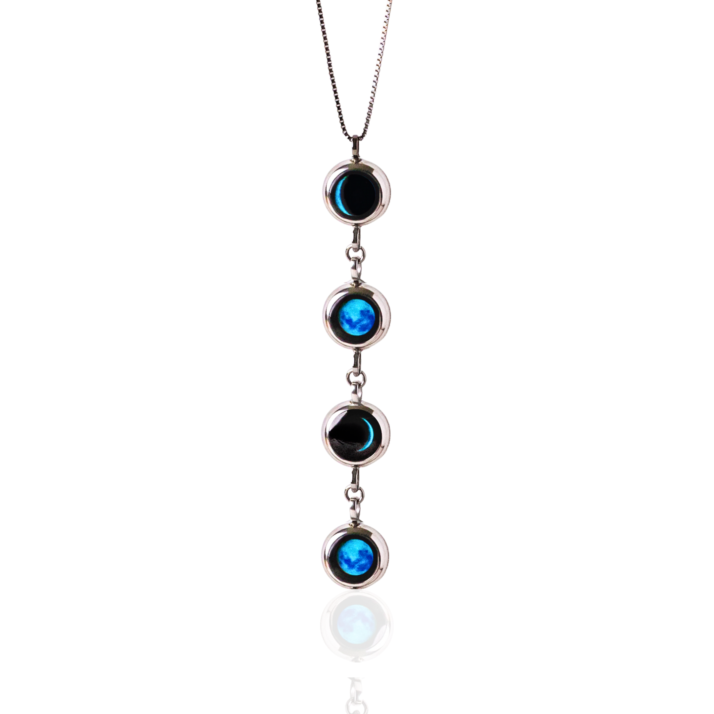 4 Moon Phase Necklace - Silver