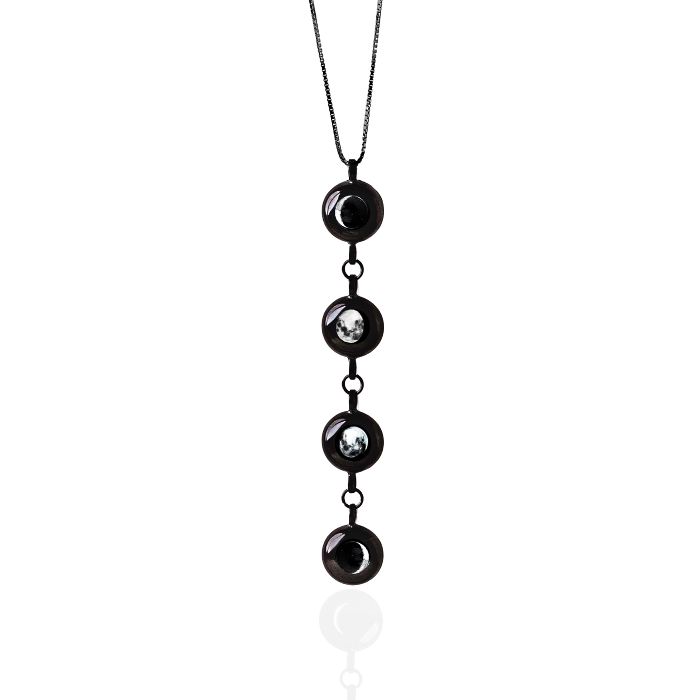 4 Moon Phase Necklace - Black
