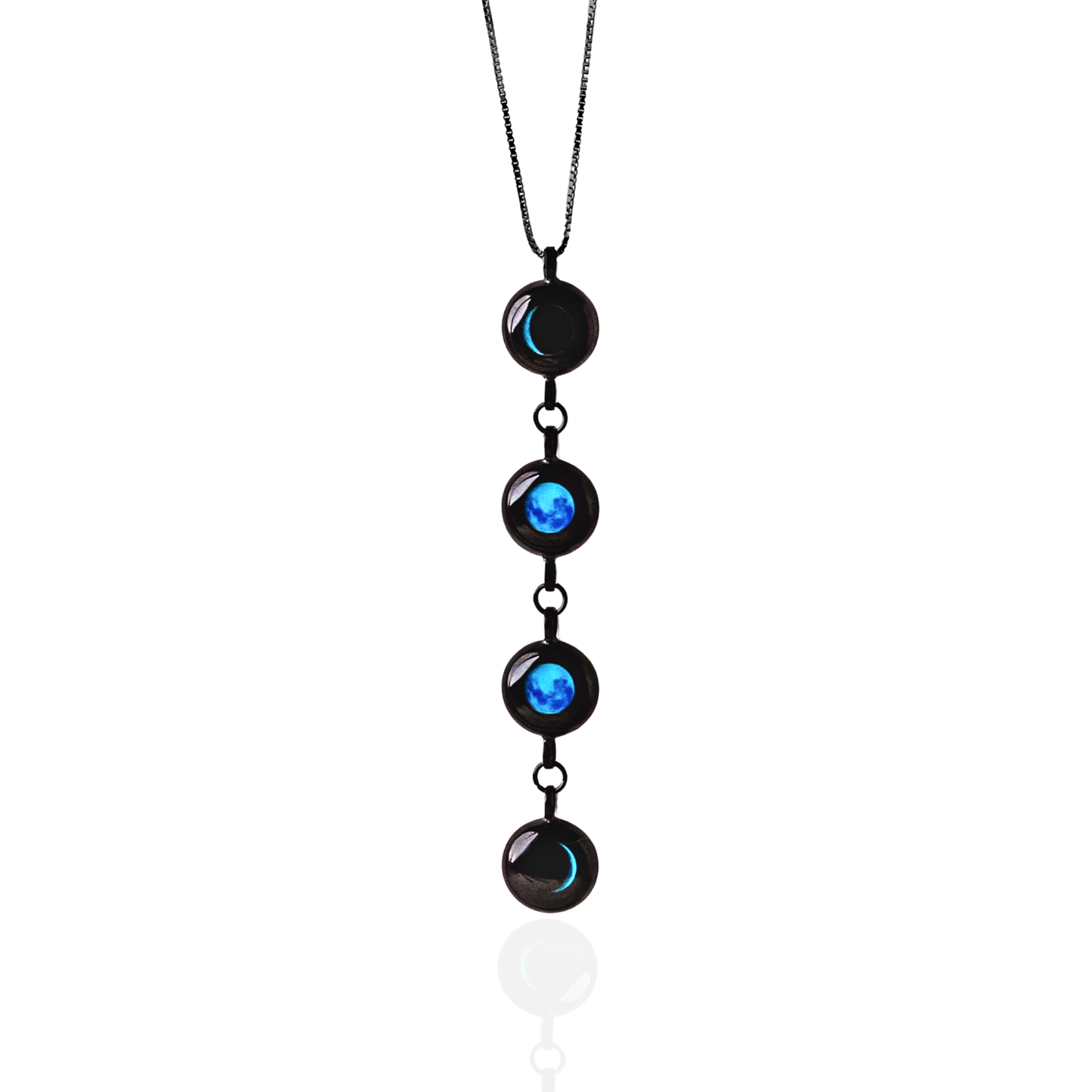 4 Moon Phase Necklace - Black