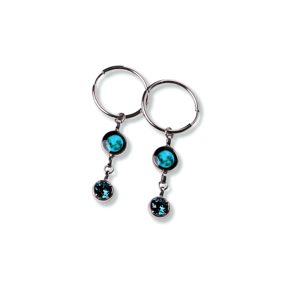 Moon & Birthstone Hoops