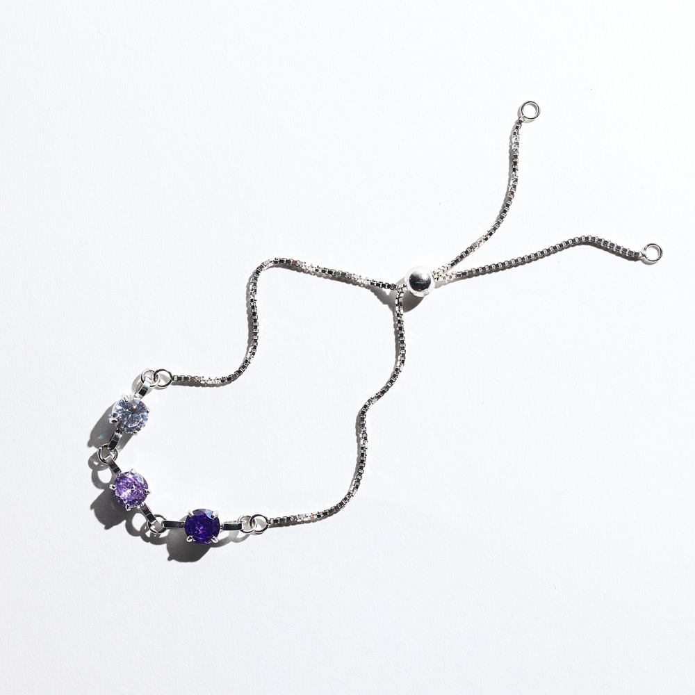 Silver Triple Birthstone Bracelet