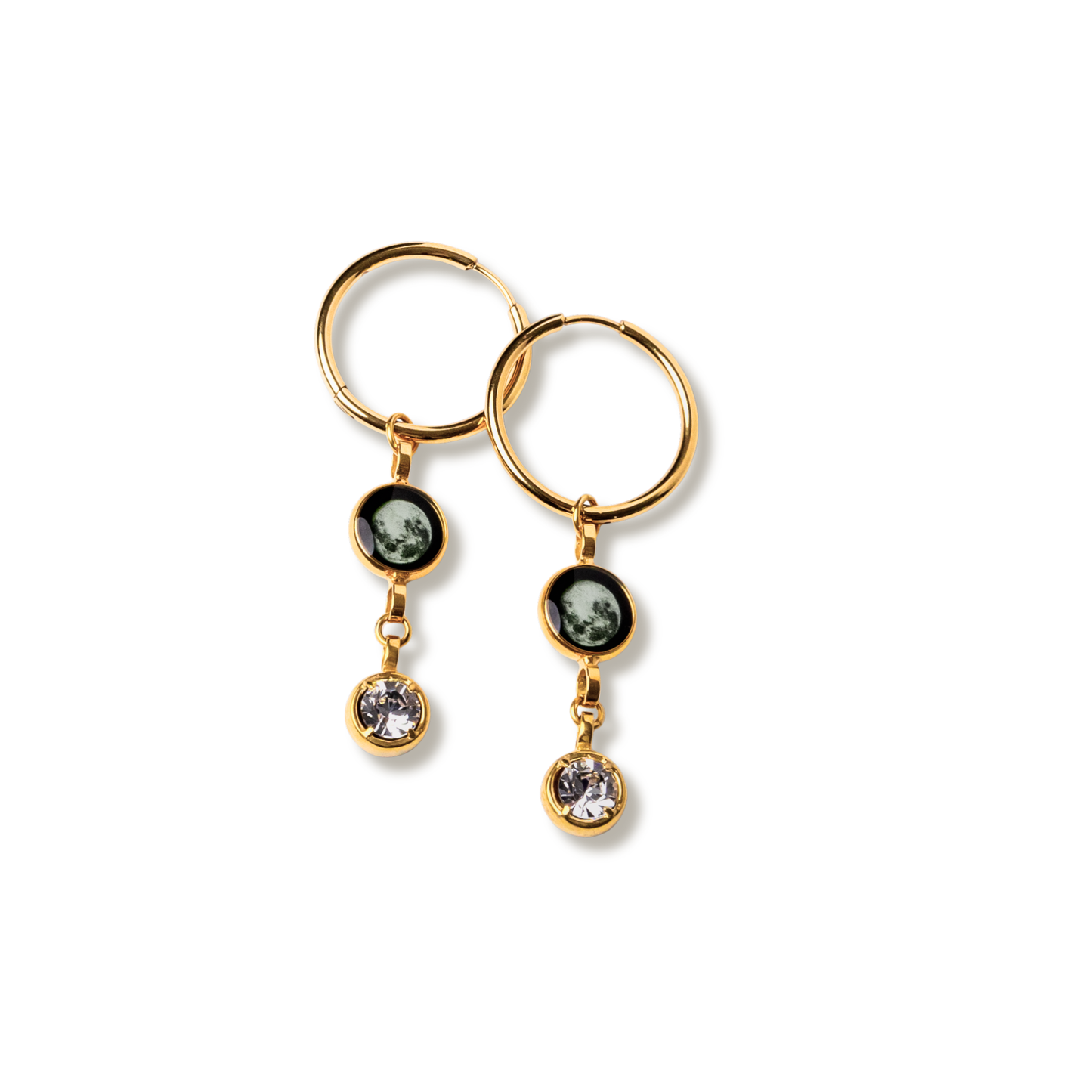 Moon & Birthstone Hoops