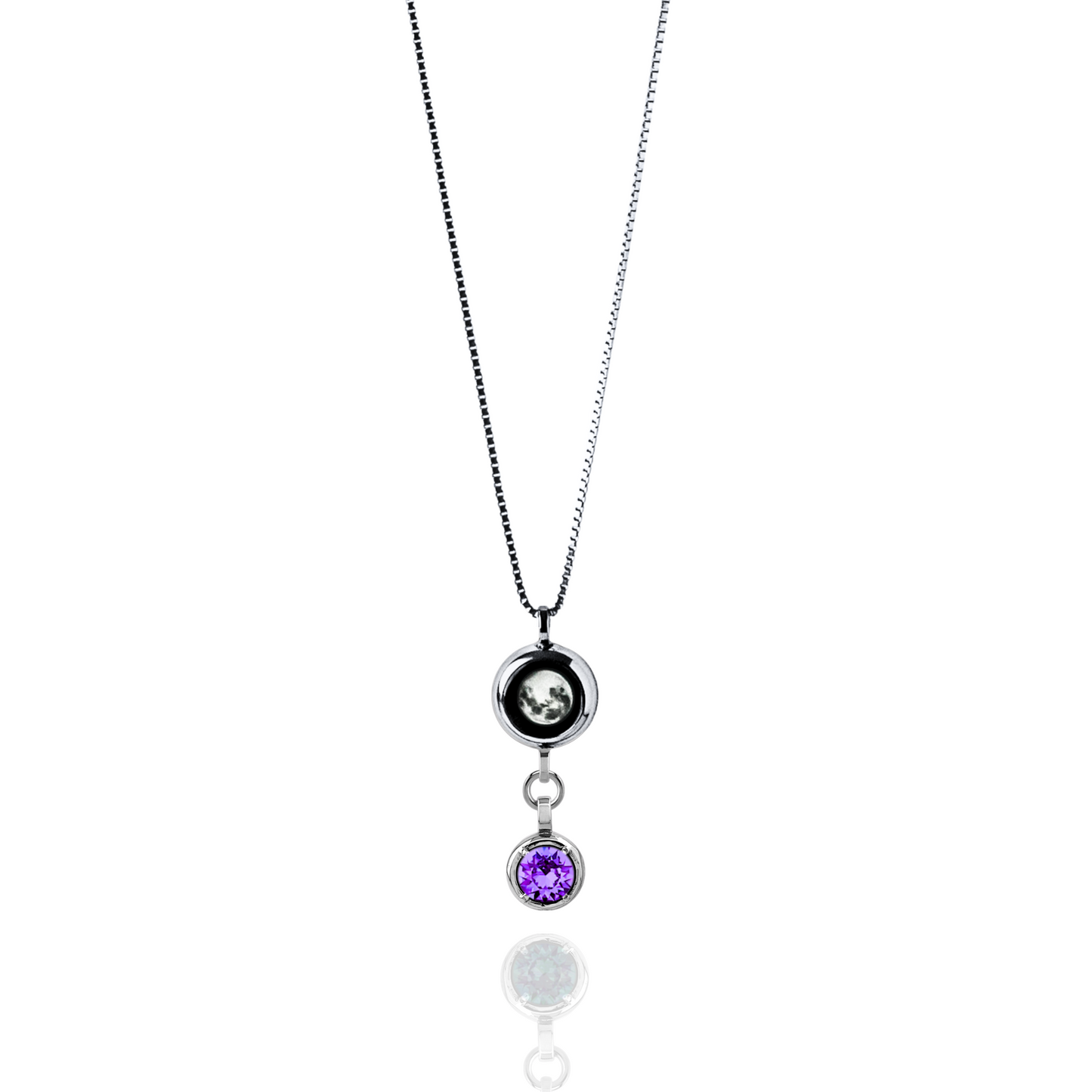 Moon & Birthstone Necklace