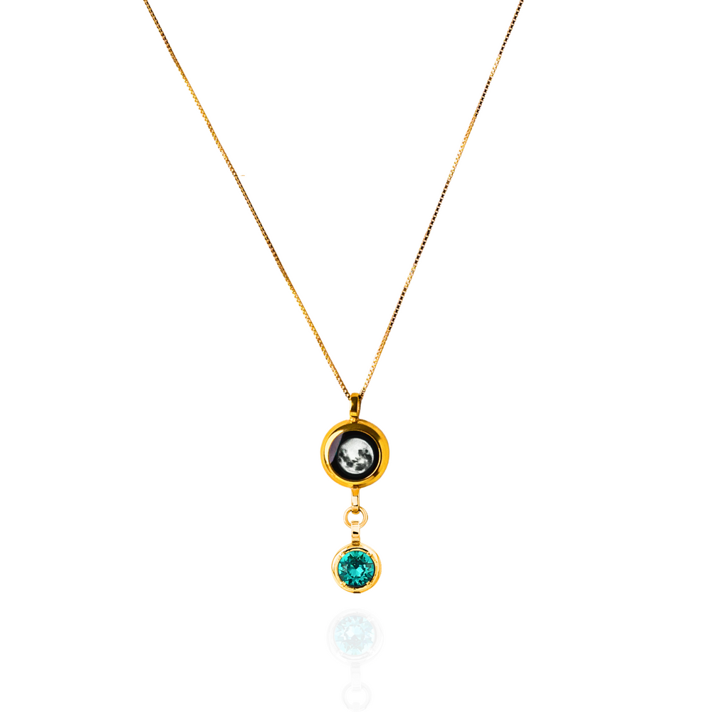 Moon & Birthstone Necklace
