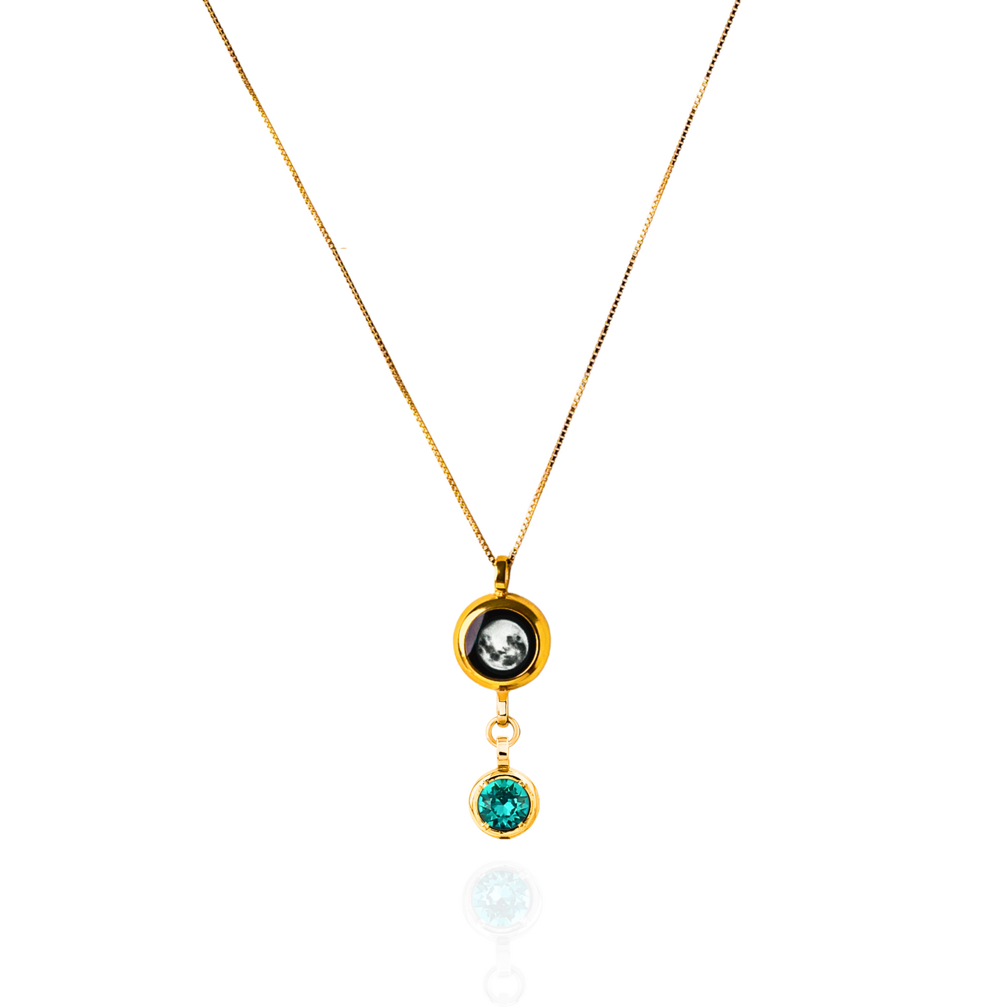 Moon & Birthstone Necklace