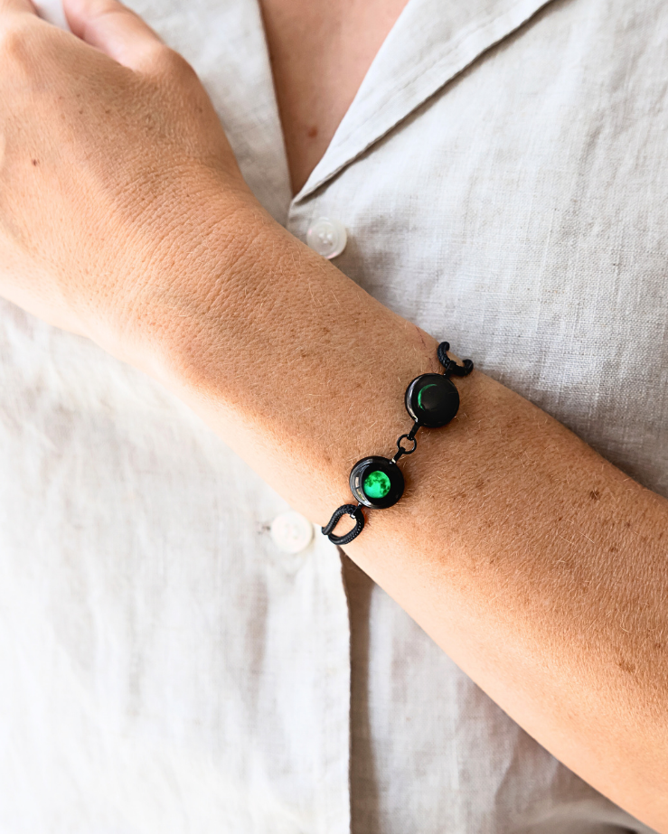 Double Moon Phase Bracelet - Black