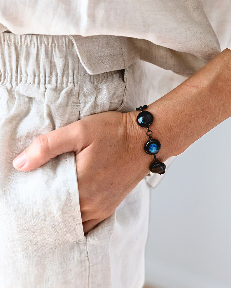 Triple Moon Phase Bracelet - Black