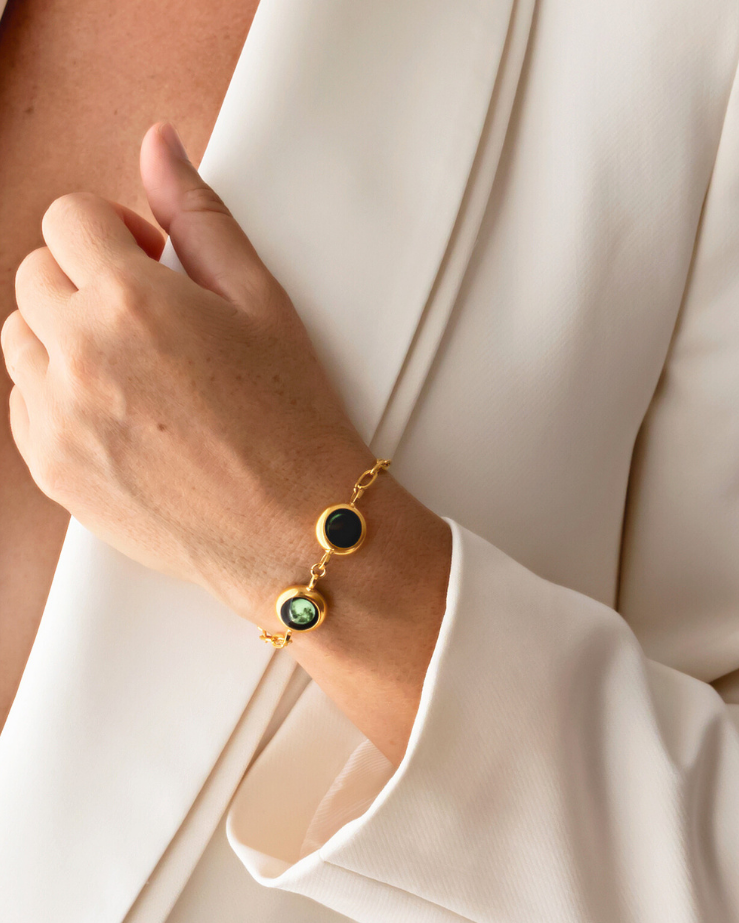 Double Moon Phase Power Bracelet - Gold