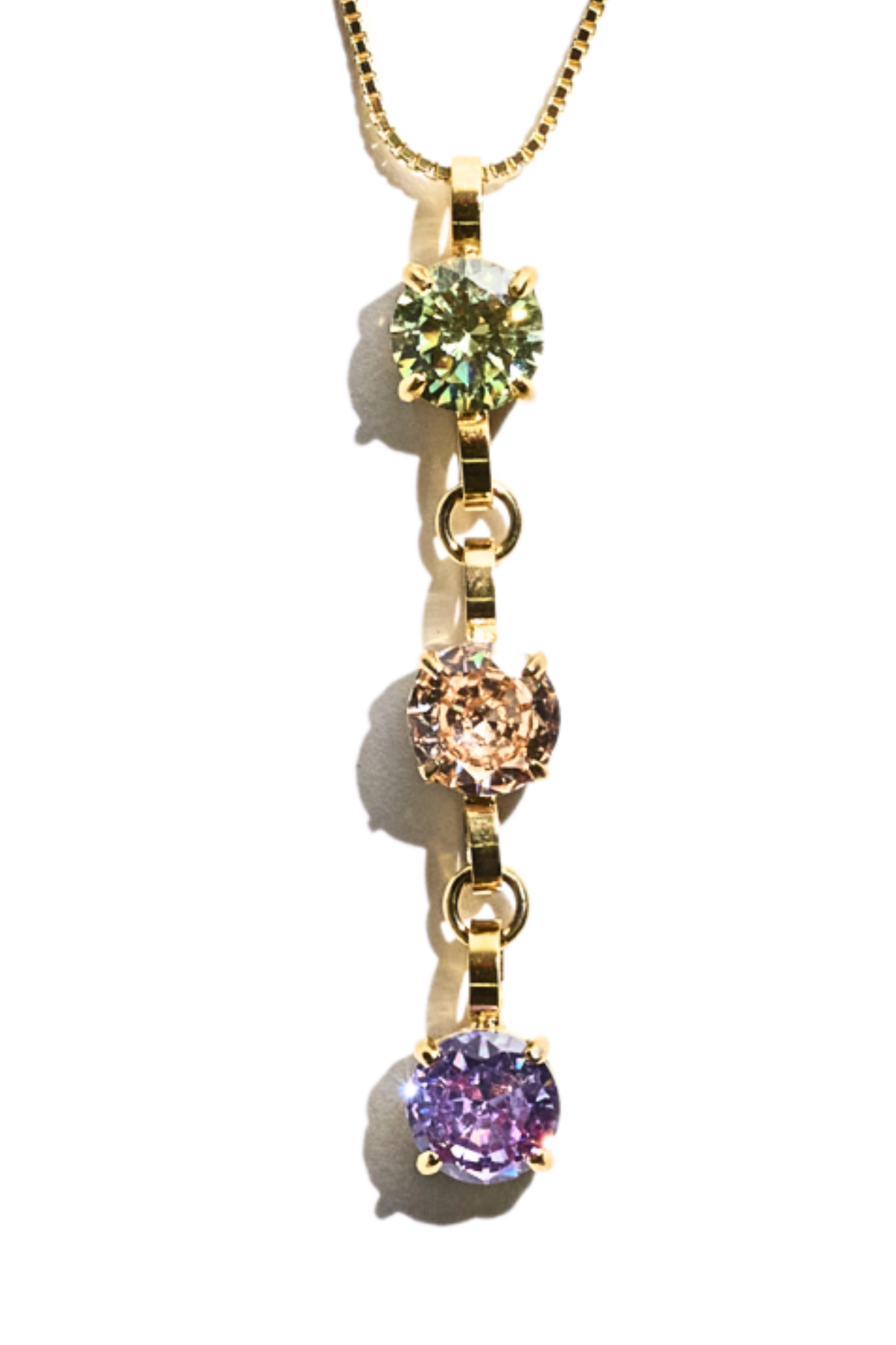 Gold Triple Birthstone Necklace