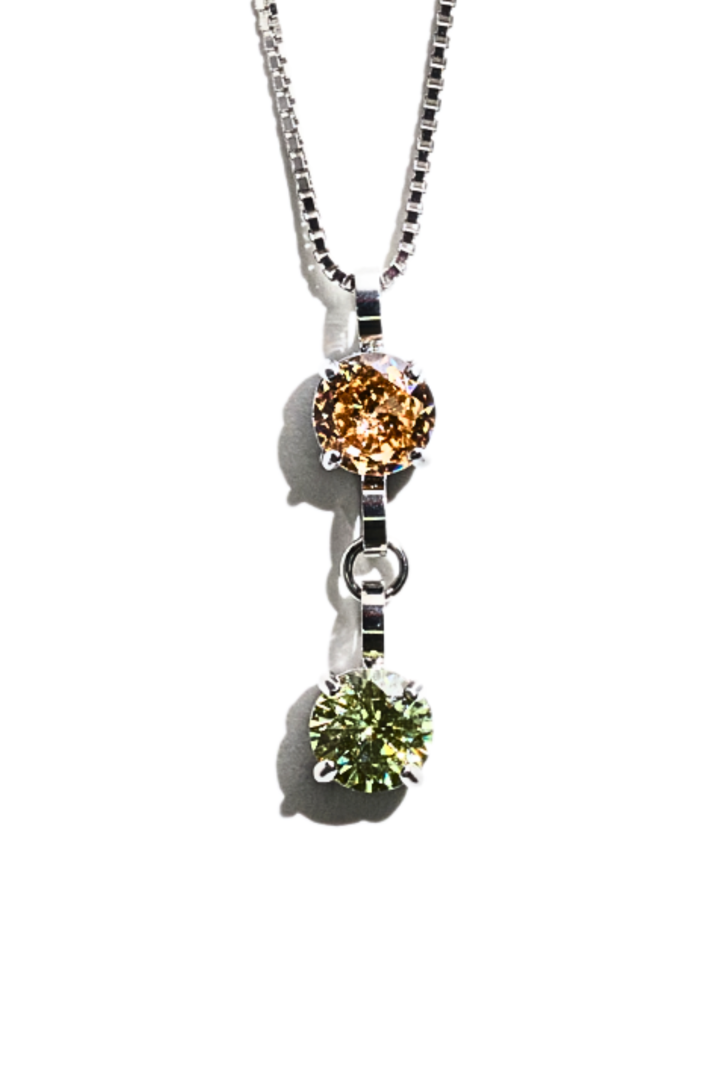 Silver Double Birthstone Necklace