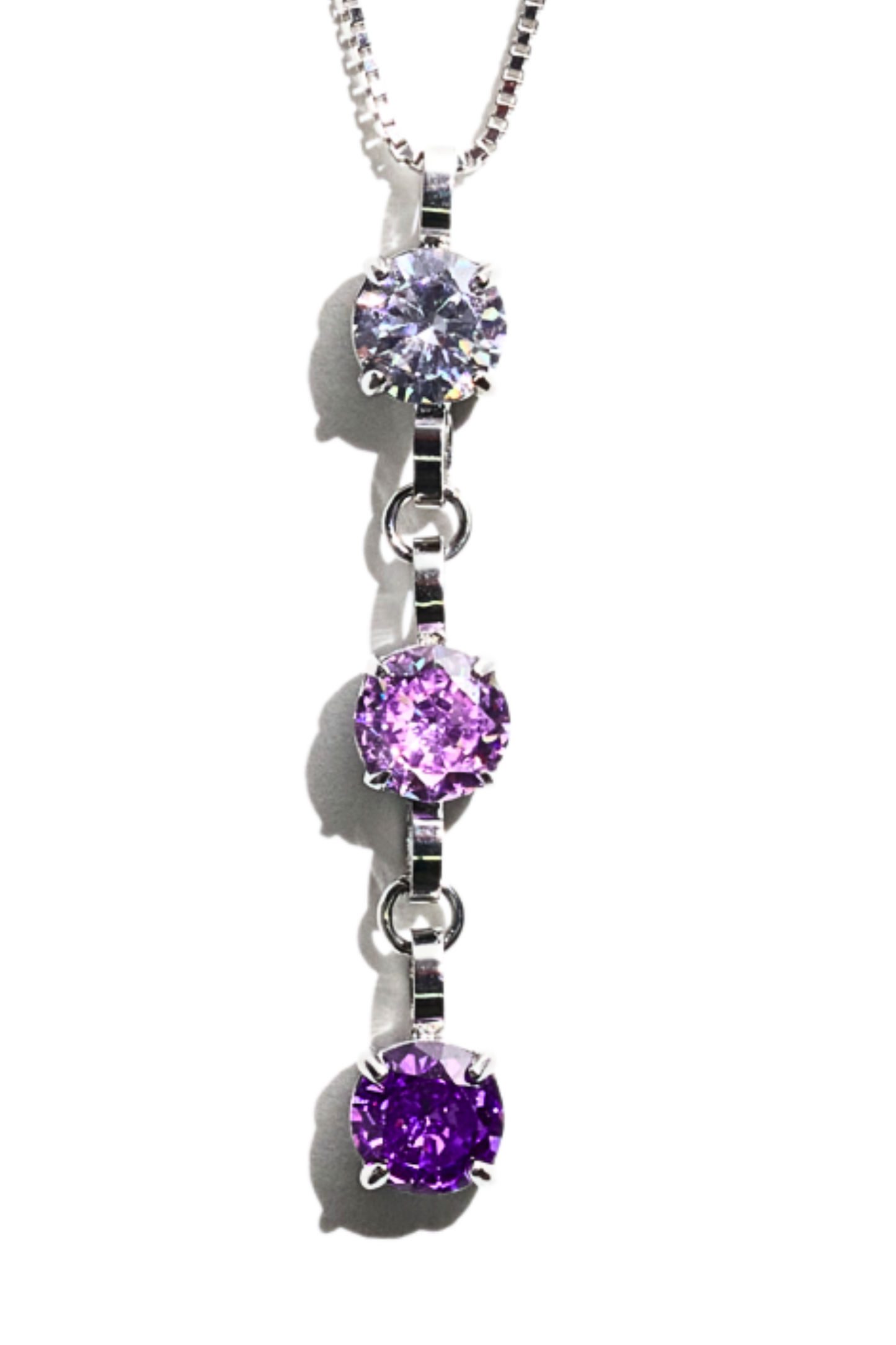 Silver Triple Birthstone Necklace