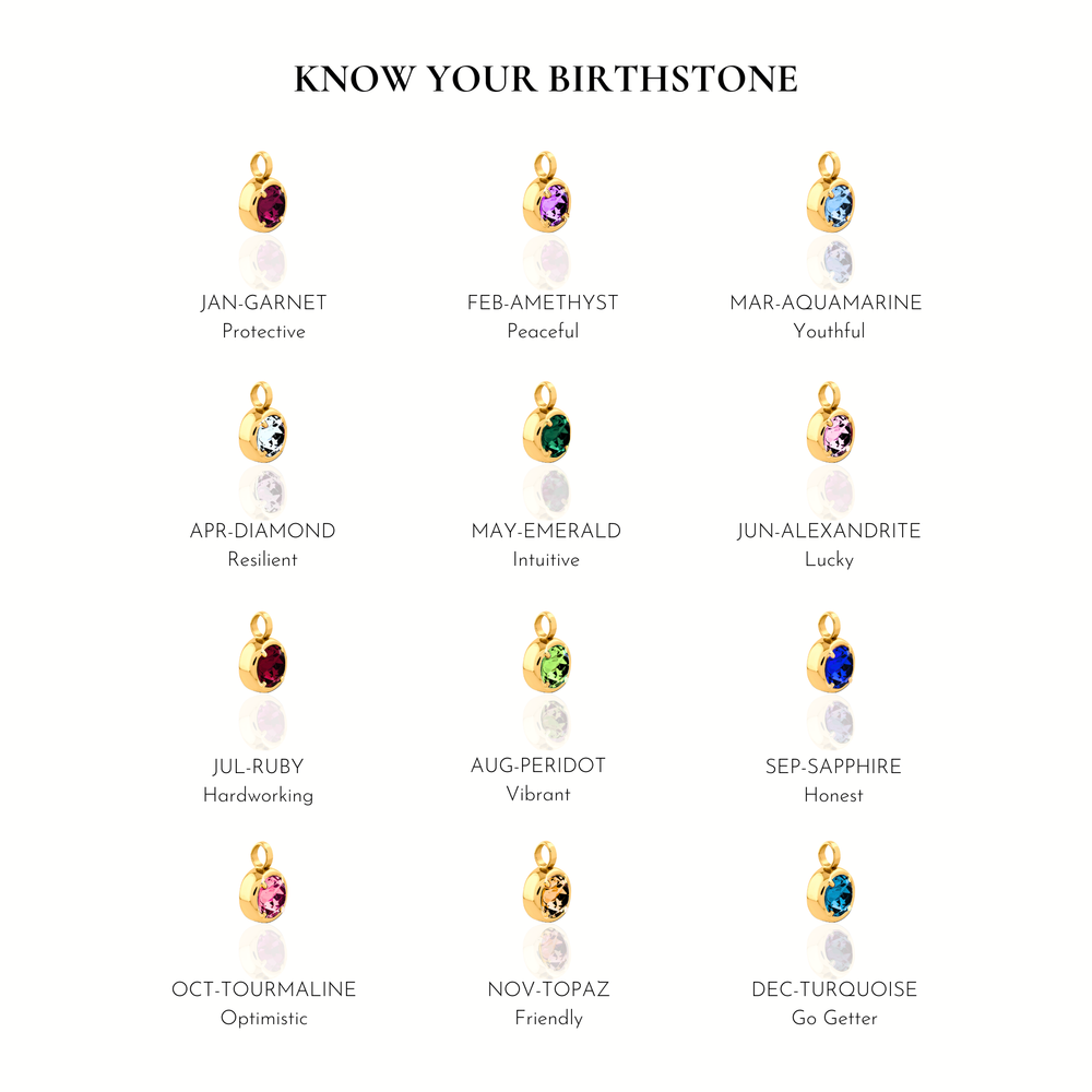 Moon & Birthstone Hoops