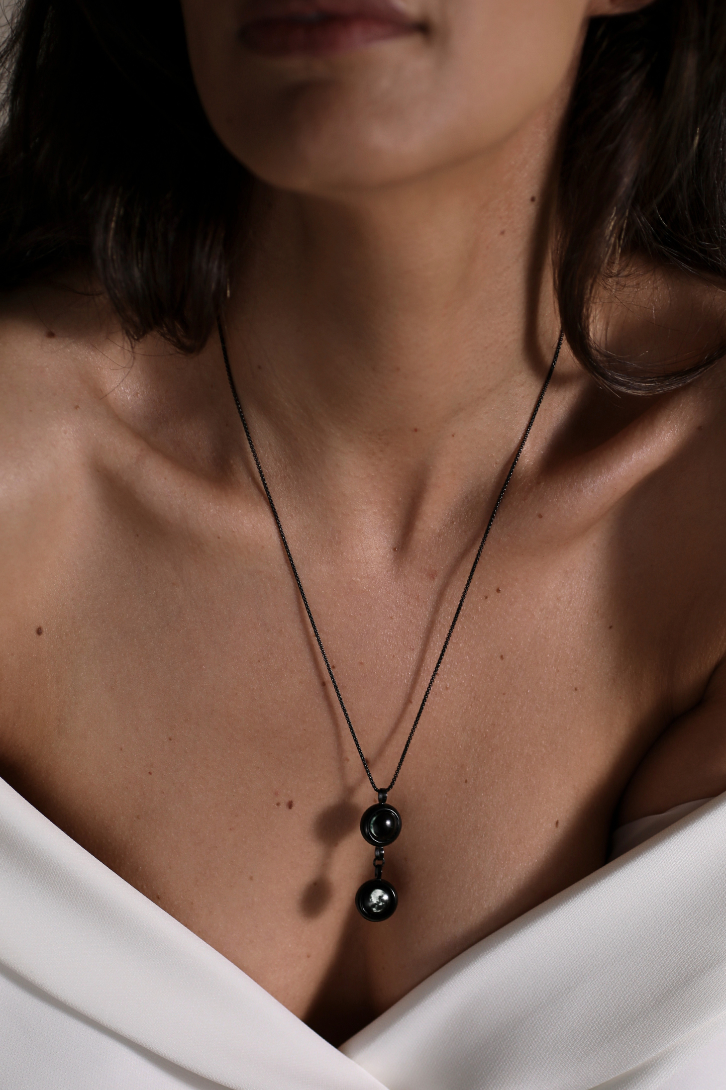 Black Double Moon Necklace