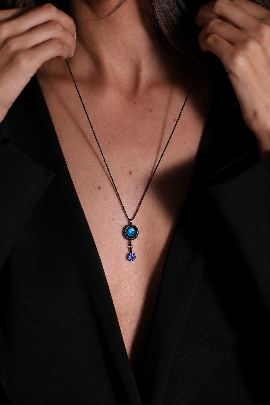 Black Moon & Birthstone Necklace