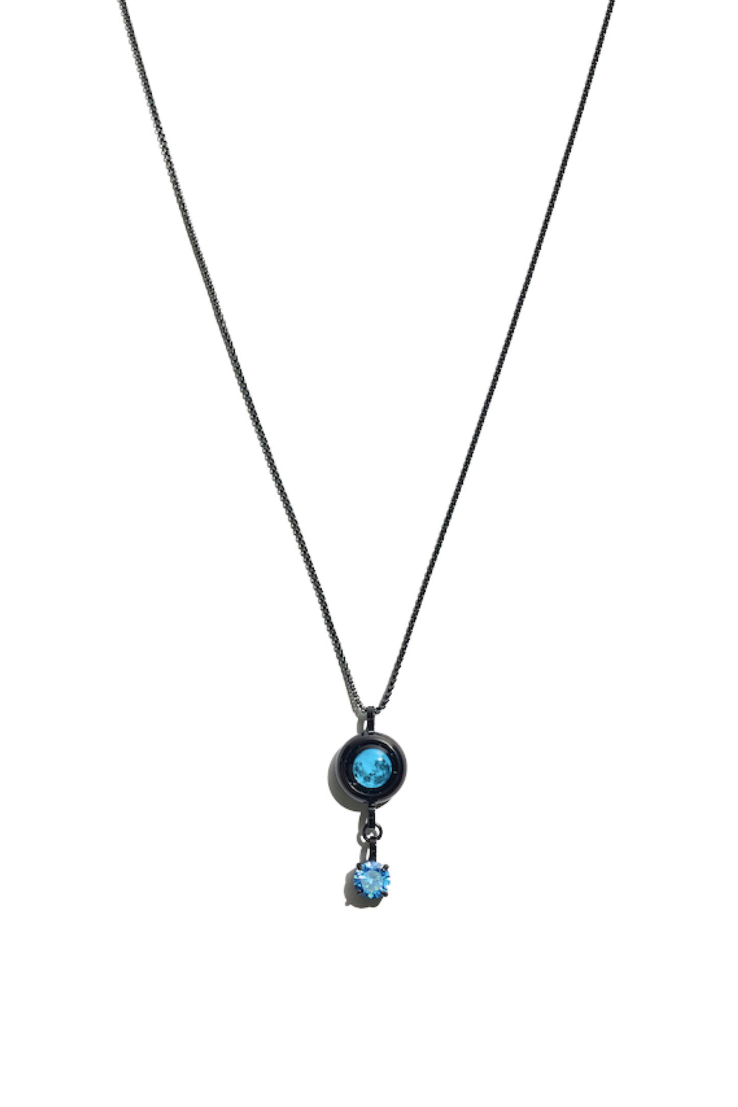 Black Moon & Birthstone Necklace