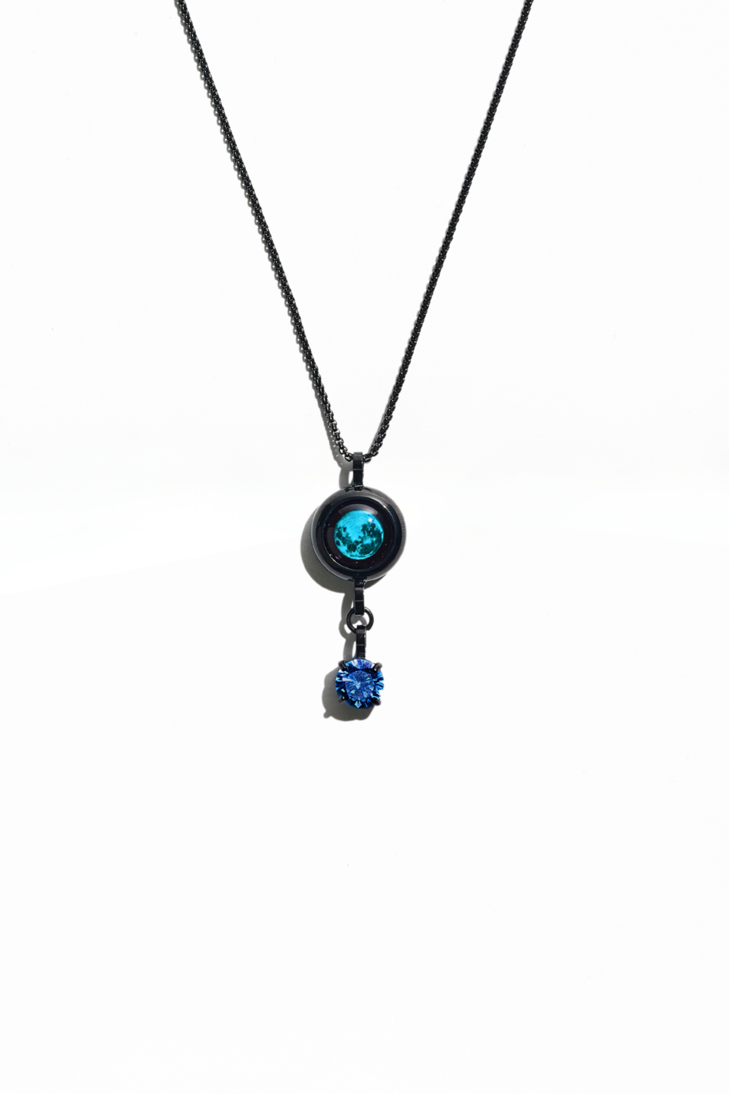 Black Moon & Birthstone Necklace