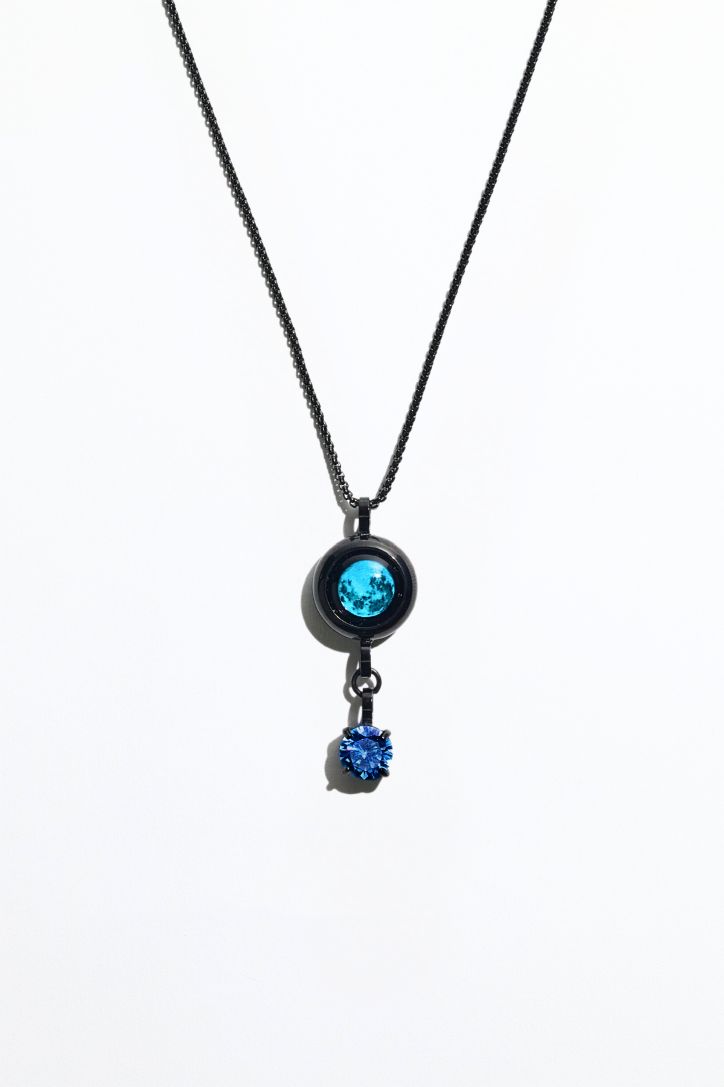 Black Moon & Birthstone Necklace