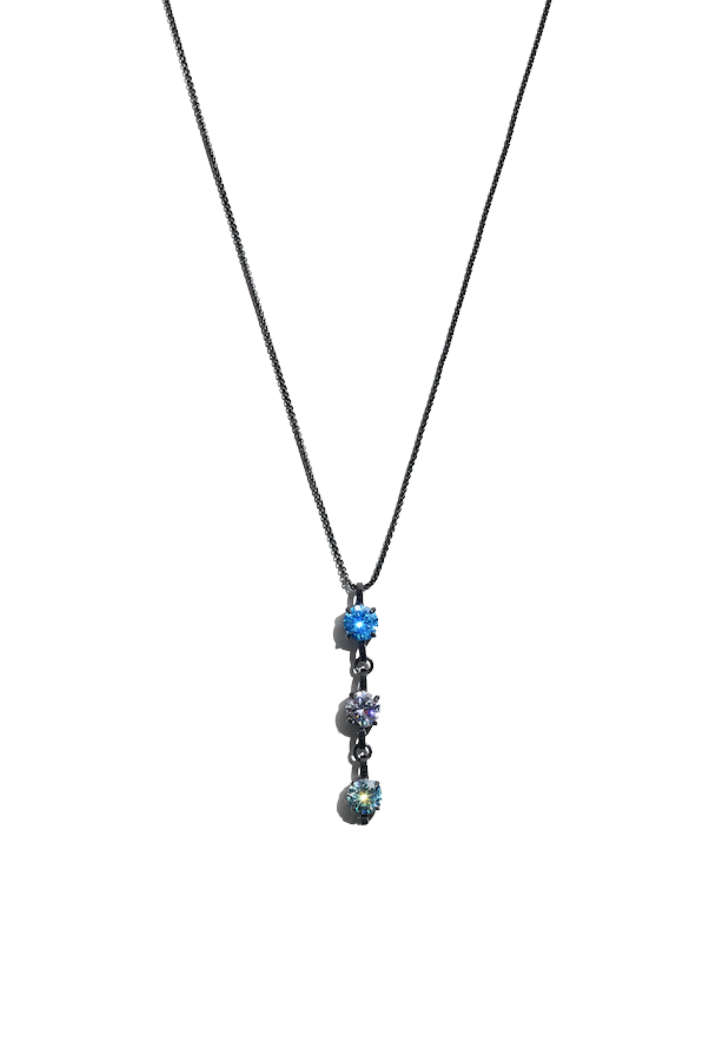 Black Triple Birthstone Necklace