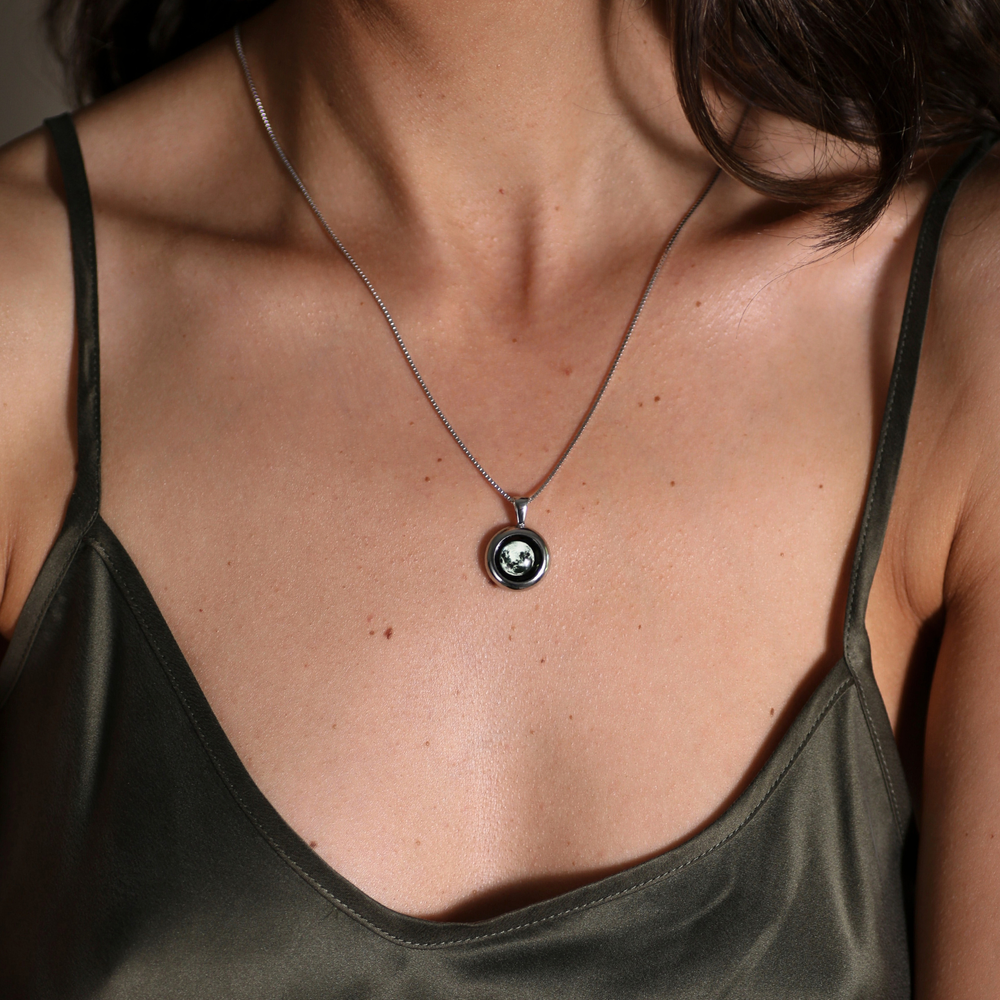 Silver Large Moon Necklace