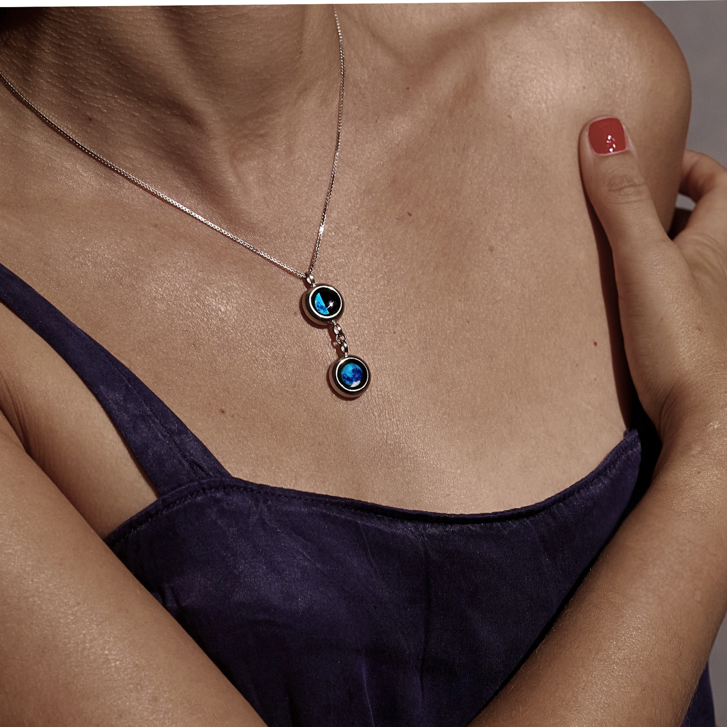 Silver Double Moon Necklace