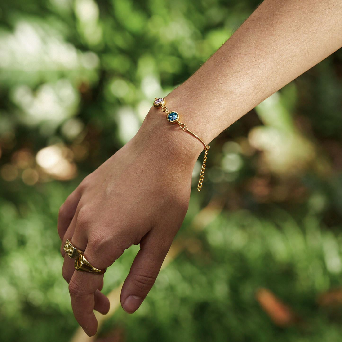 Double Birthstone Bracelet - Gold