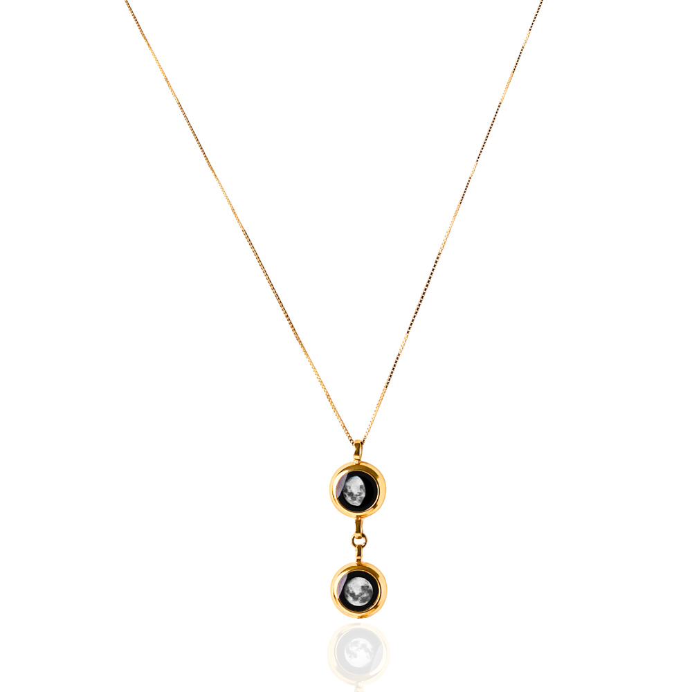 Double Moon Phase Necklace - Gold