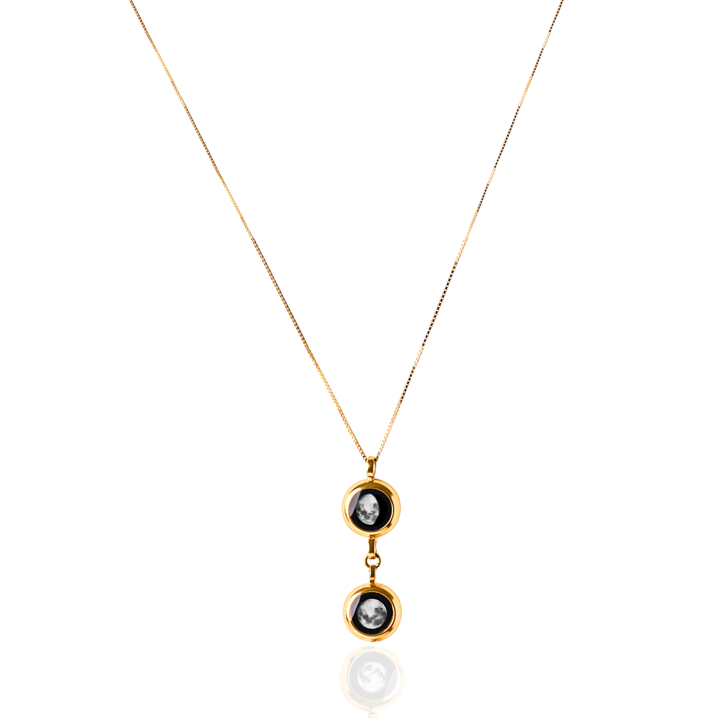 Double Moon Phase Necklace - Gold